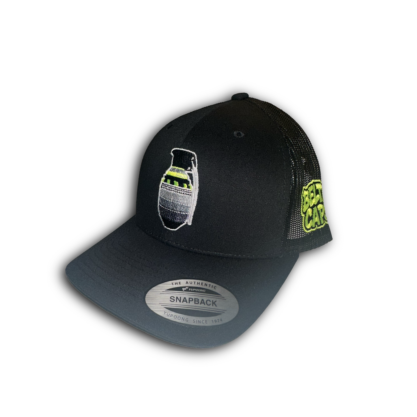NEON GRENADE BELTACAPS X DEEPESTATE BLACK EDITION.